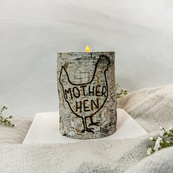 Handcrafted All Natural Birch Wood Memorial Candle - Mother Hen