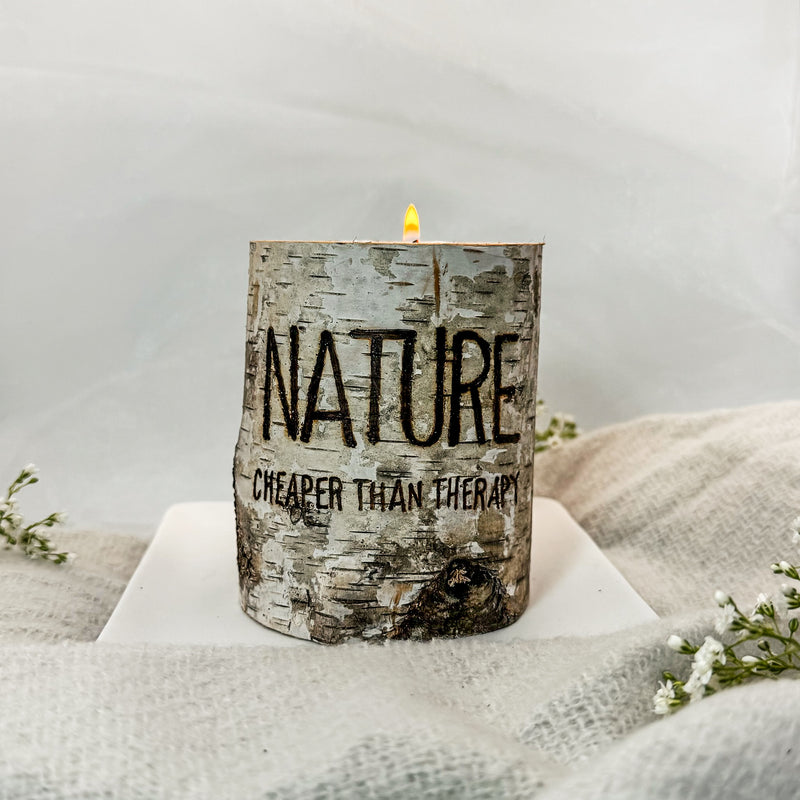 Handcrafted All Natural Birch Wood Candle - Nature Cheaper Than Therapy