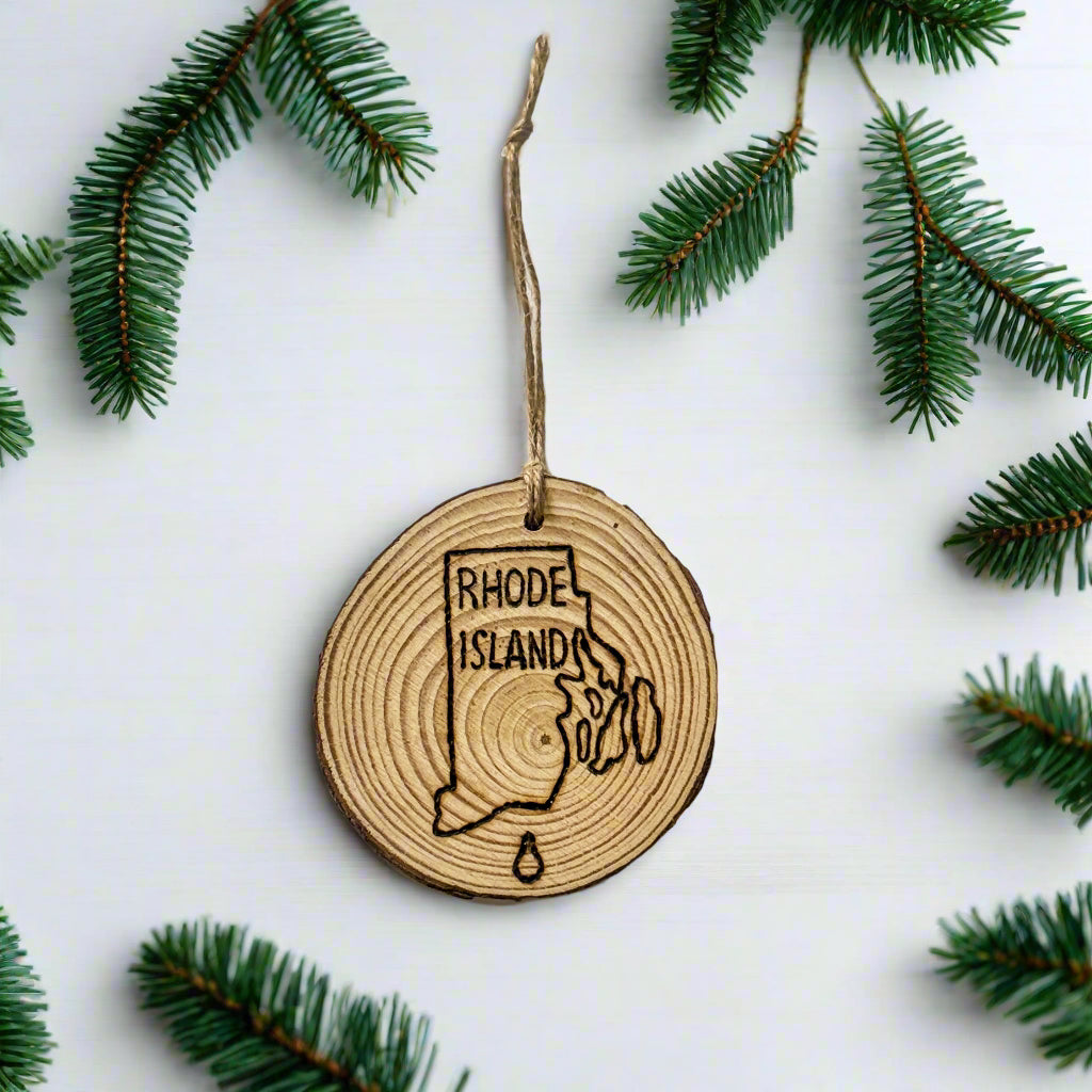 Hand-burned State Souvenir Wood Slice Ornament