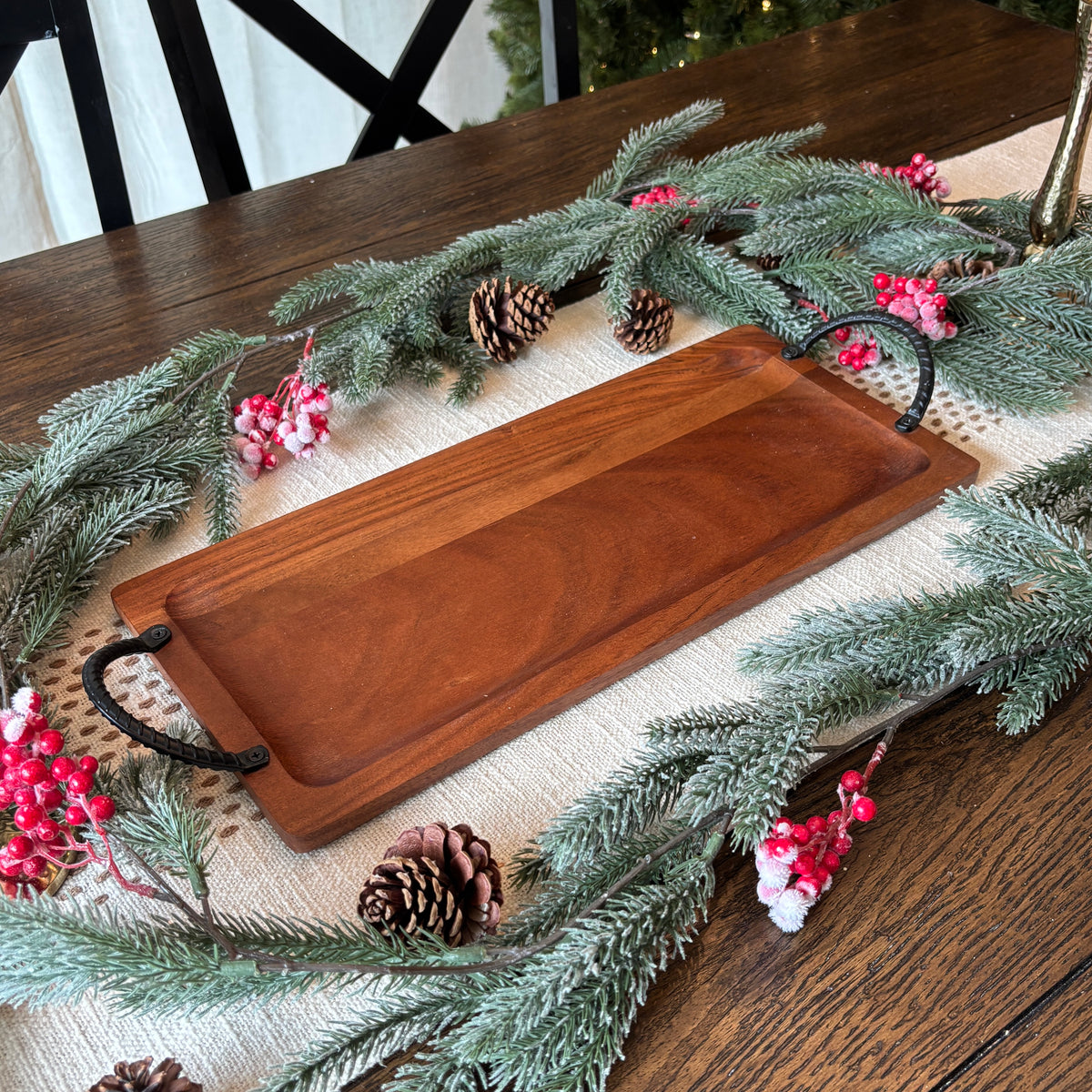 18-inch Rectangle Wood Advent Wreath Display Tray