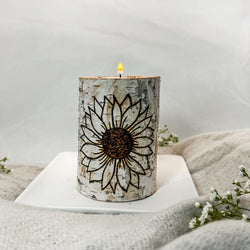 Handcrafted All Natural Birch Wood Candle - Sunflower