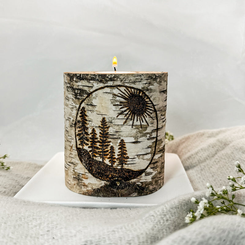 Handcrafted All Natural Birch Wood Candle - Sunny Pines