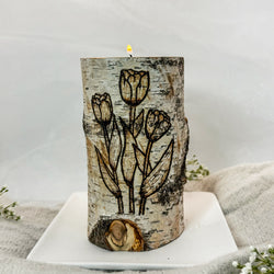 Handcrafted All Natural Birch Wood Candle - Spring Tulips