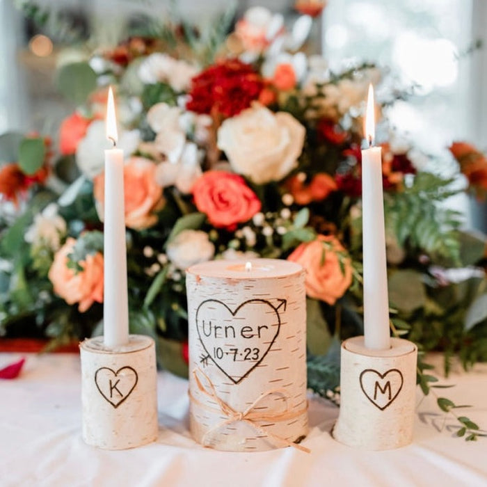 Personalized Birch Unity Candle Set JV Country Creations