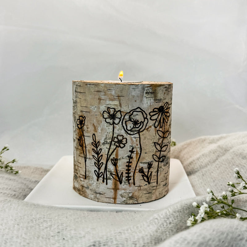 Handcrafted All Natural Birch Wood Candle - Wildflowers