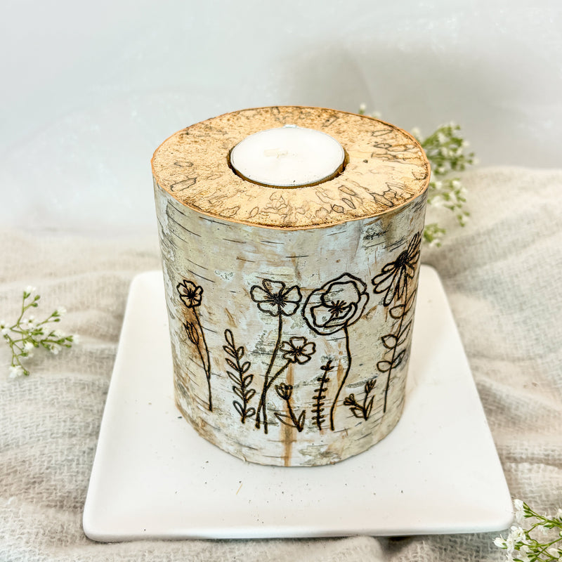 Handcrafted All Natural Birch Wood Candle - Wildflowers