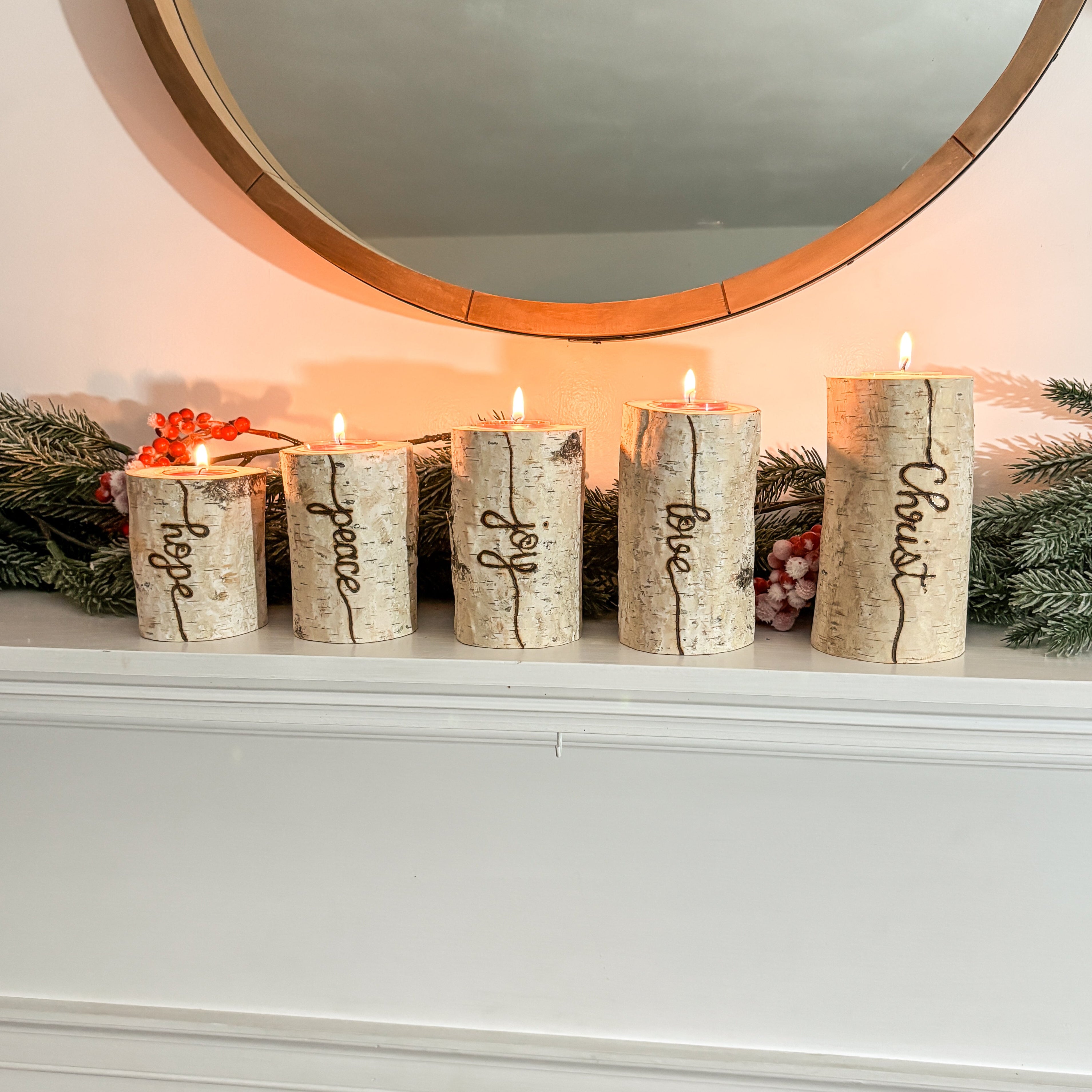 5 Candle Birch Farmhouse Advent Wreath