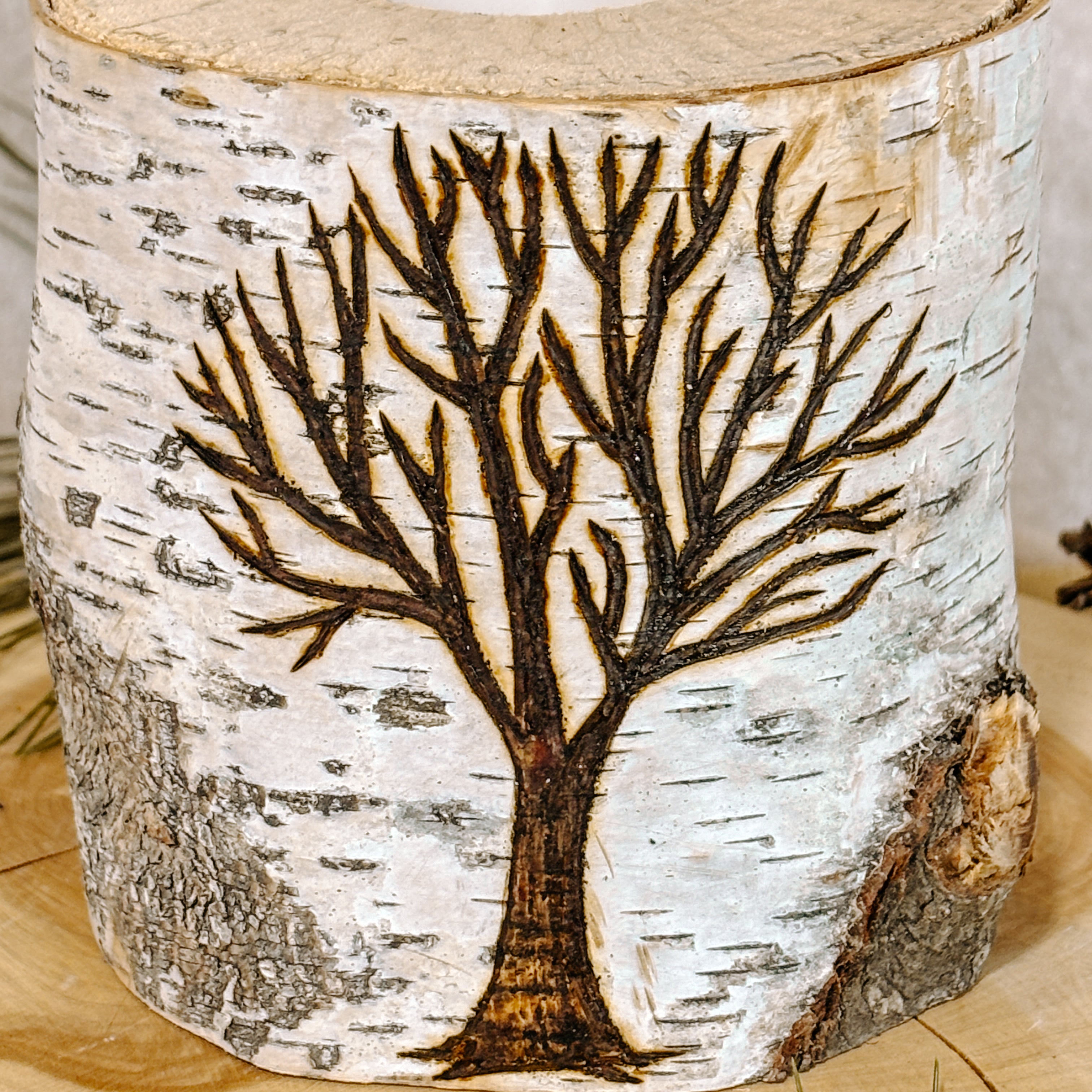 Handcrafted All Natural Birch Wood Candle - Bare Tree
