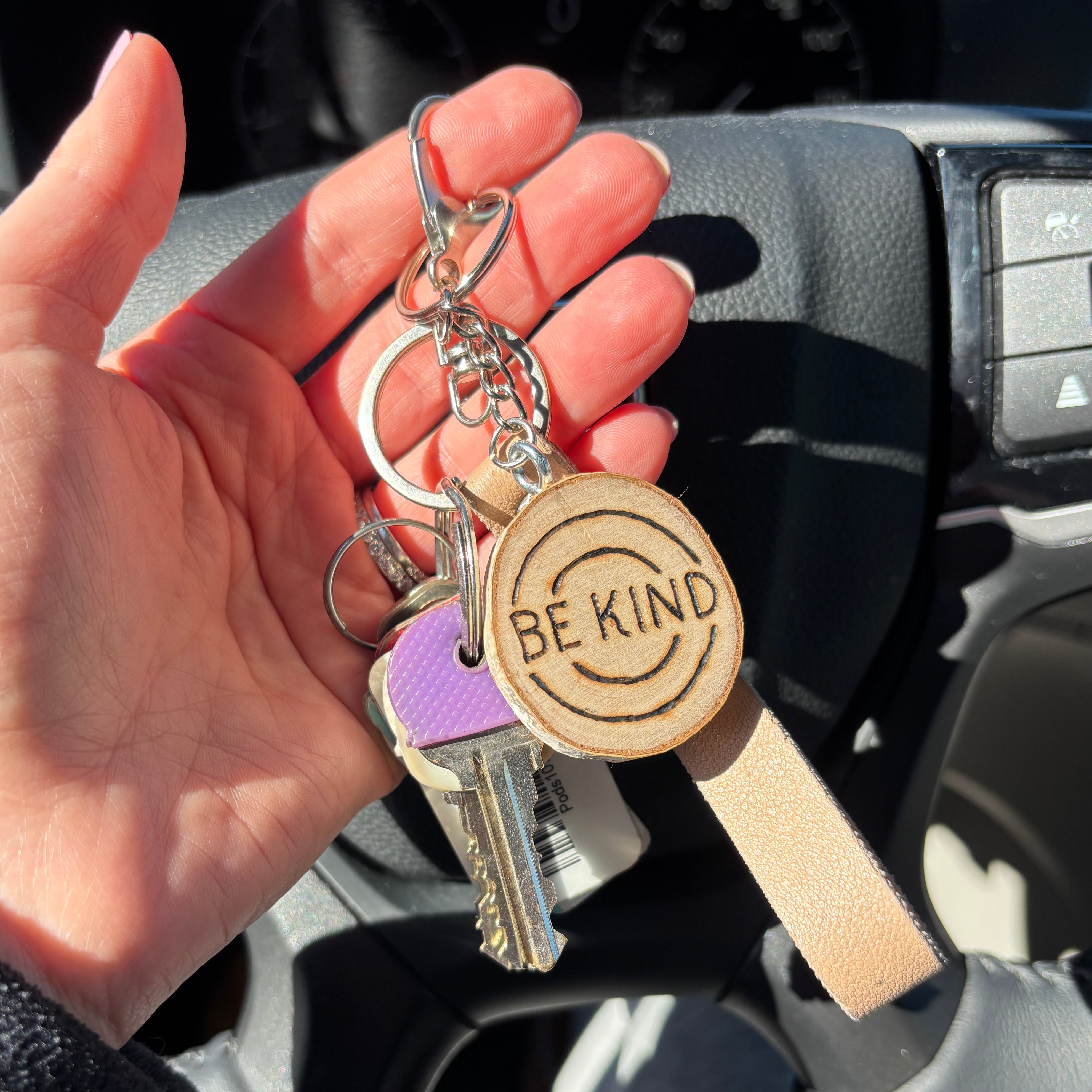 Wood Slice Keychain
