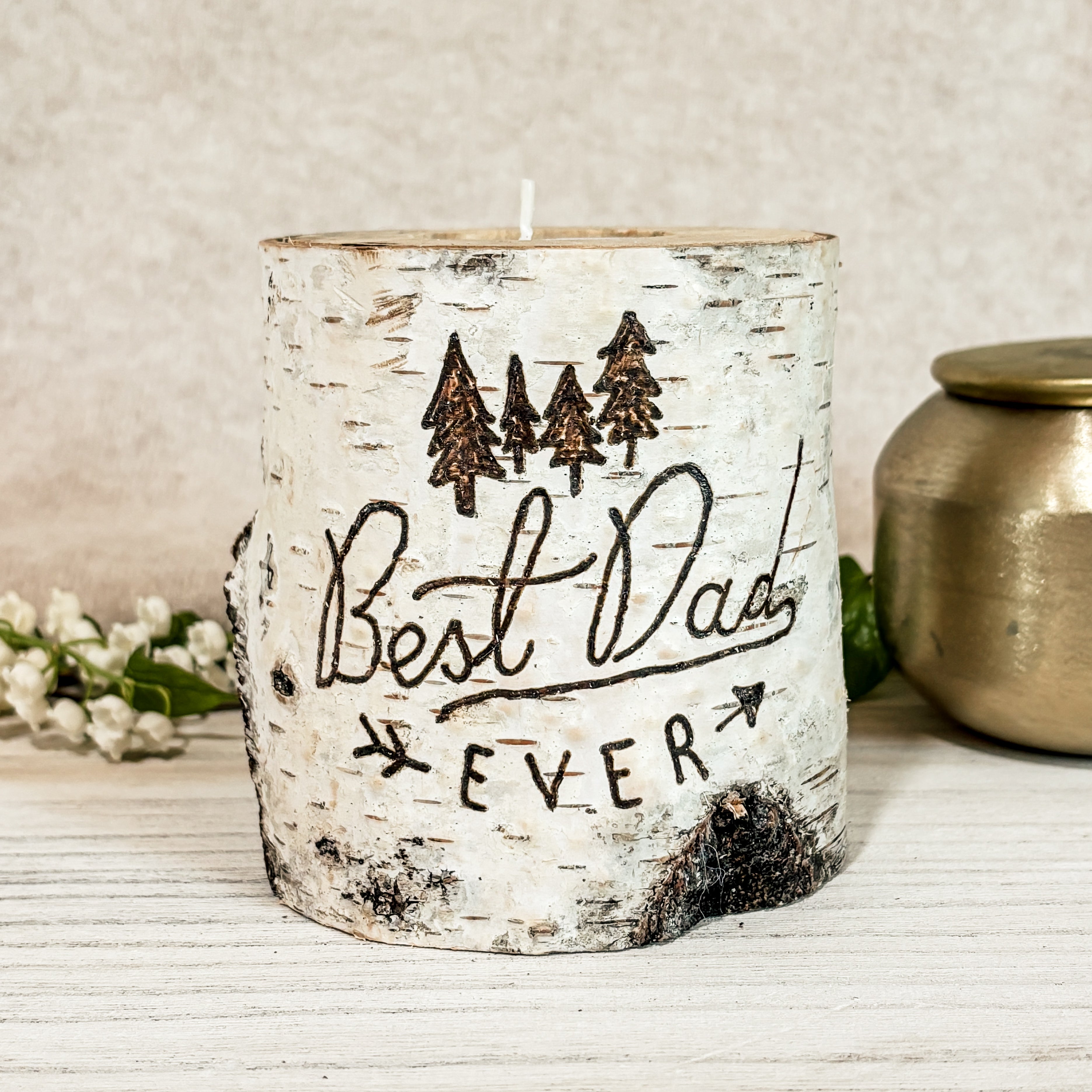 Handcrafted All Natural Birch Wood Candle - Best Dad Ever