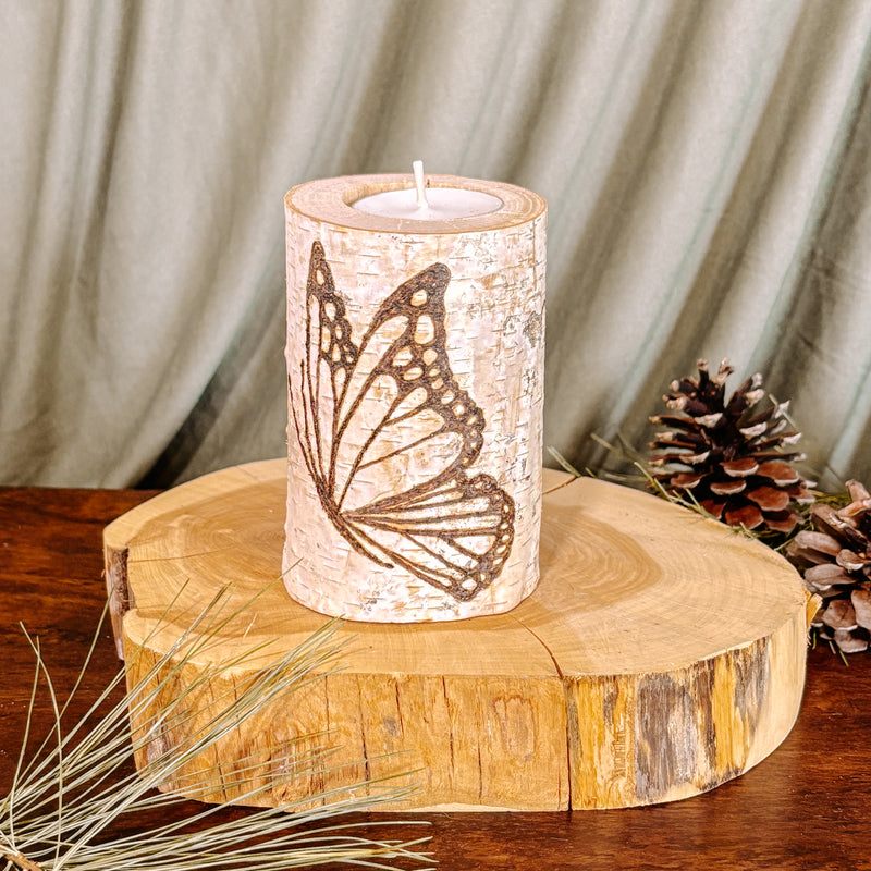 Handcrafted All Natural Birch Wood Candle - Butterfly