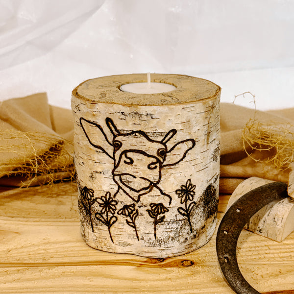 Handcrafted All Natural Birch Wood Candle - Silly Cow