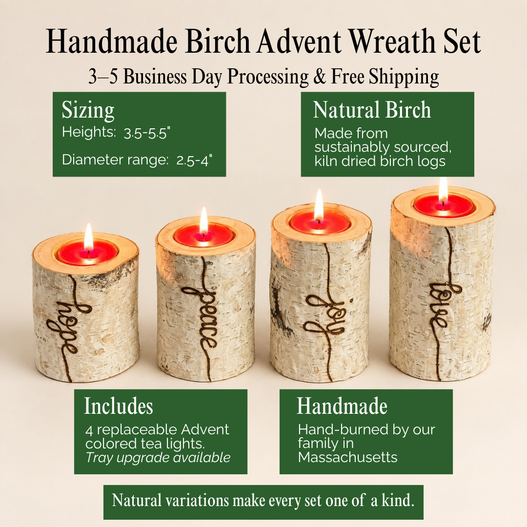 4 Candle Birch Farmhouse Advent Wreath
