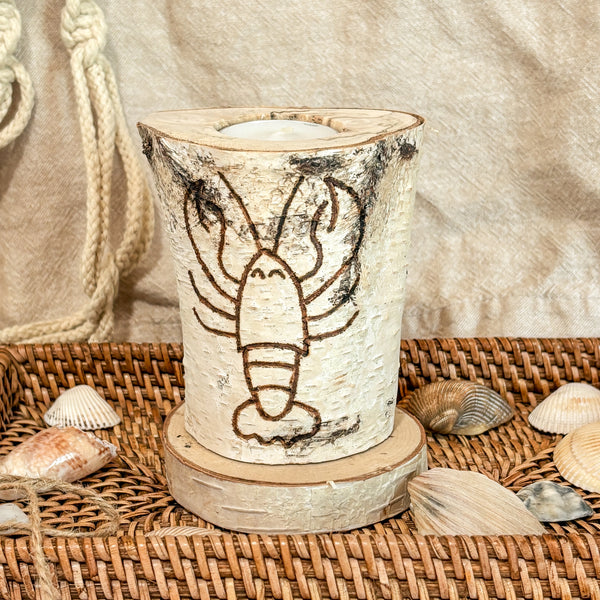 Handcrafted All Natural Birch Wood Candle - Lobster