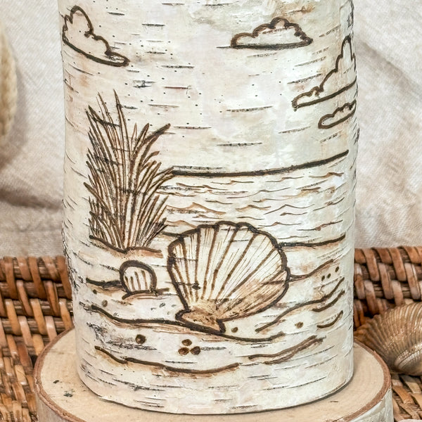 Handcrafted All Natural Birch Wood Candle - Sea Shell Beach
