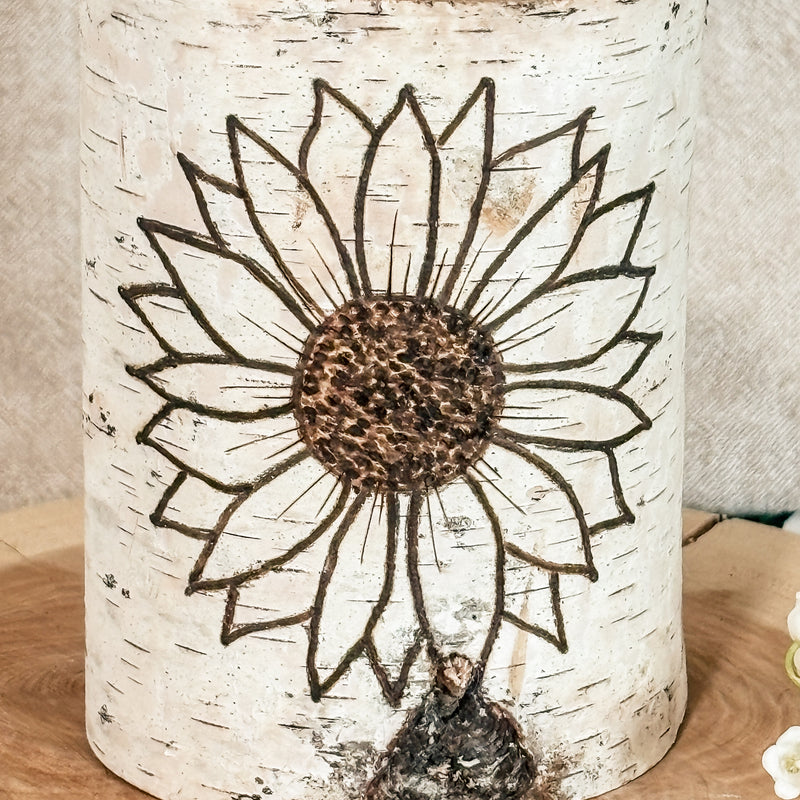 Handcrafted All Natural Birch Wood Candle - Sunflower