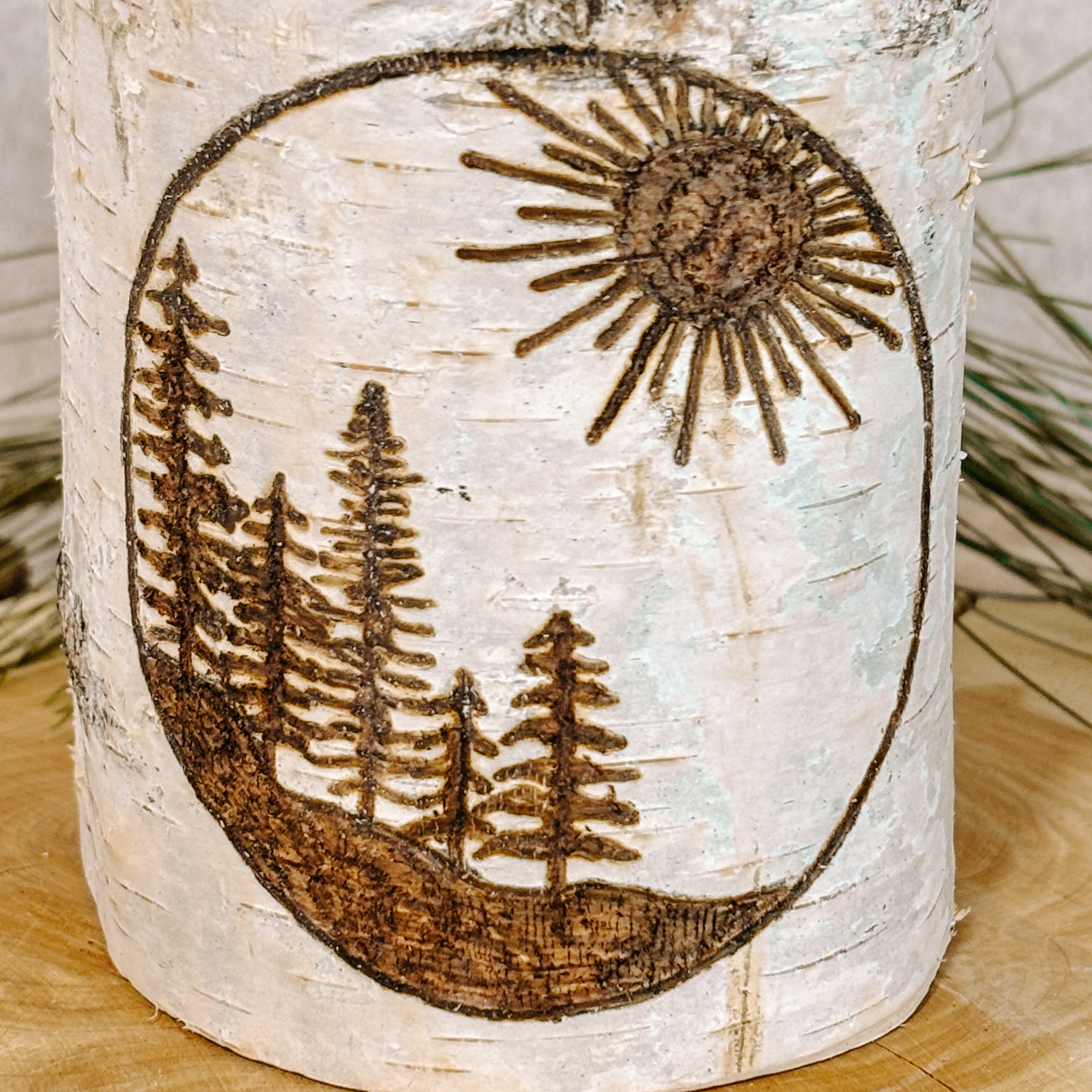 Handcrafted All Natural Birch Wood Candle - Sunny Pines