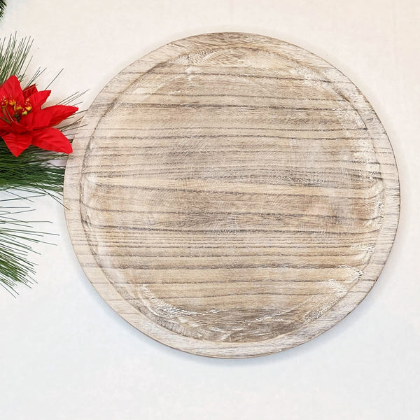 Vintage Wood Advent Wreath Display Tray