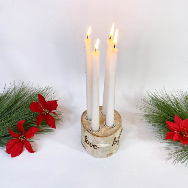 4 Candle Birch Log Advent Wreath