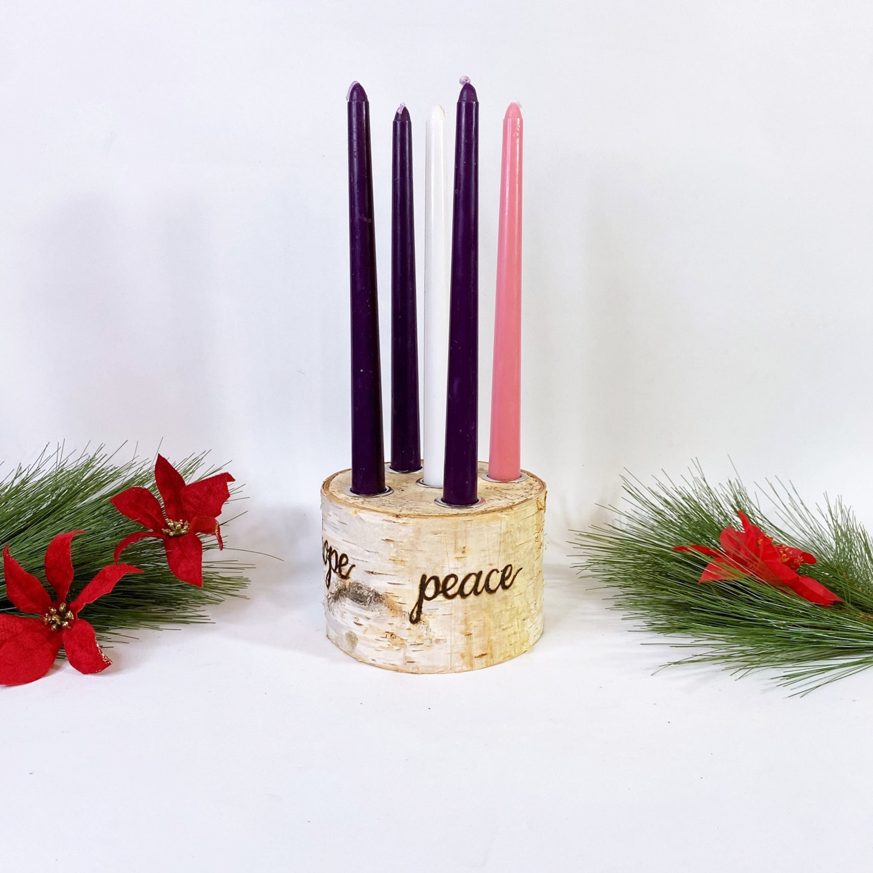 5 Candle Birch Log Advent Wreath