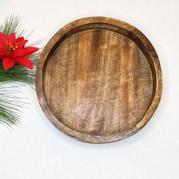 10-inch Rustic Dark Wood Advent Wreath Display Tray
