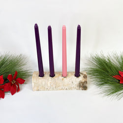 4 Candle Birch Yule Log Advent Wreath