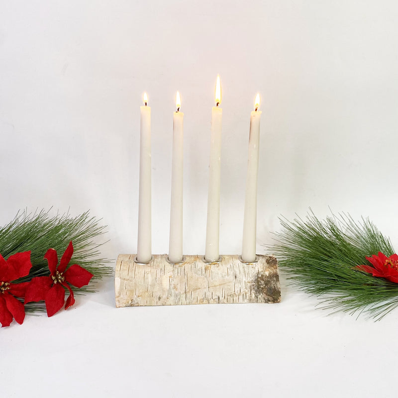 4 Candle Birch Yule Log Advent Wreath