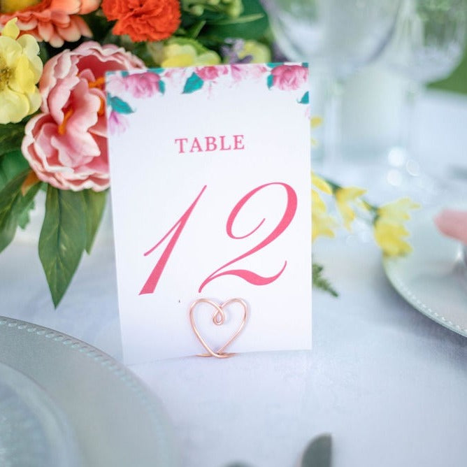 Heart Wire Table Number Holders - Set of 5