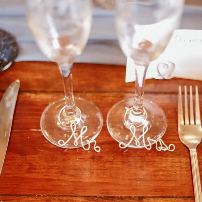 Mr and Mrs Wine Glass Charms