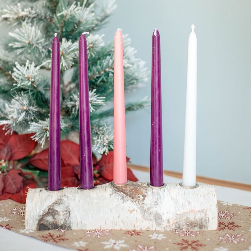5 Candle Birch Yule Log Advent Wreath
