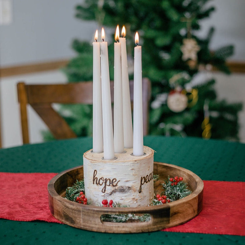 5 Candle Birch Log Advent Wreath
