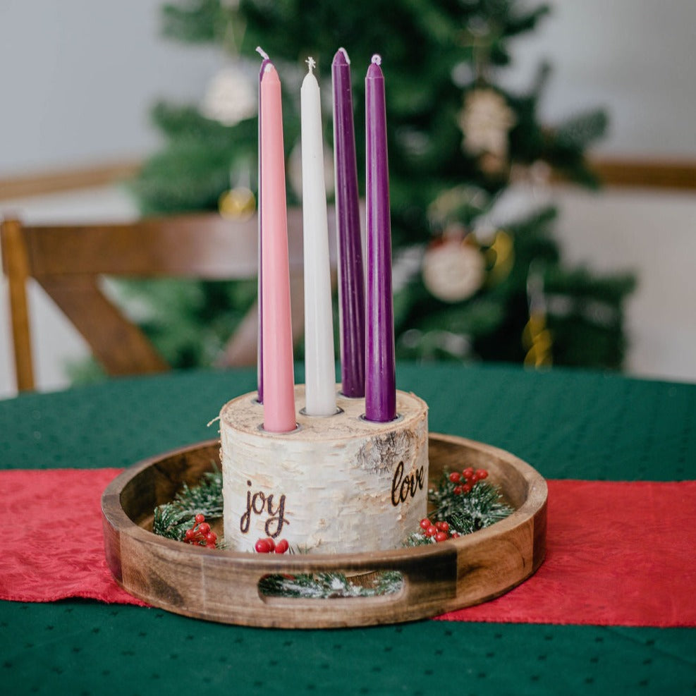 5 Candle Birch Log Advent Wreath
