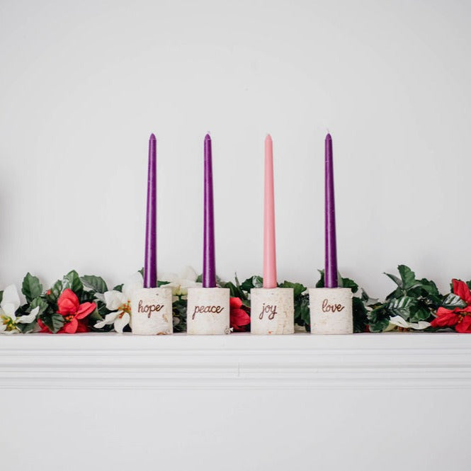 4 Candle Gifts of Christmas Birch Advent Wreath Set