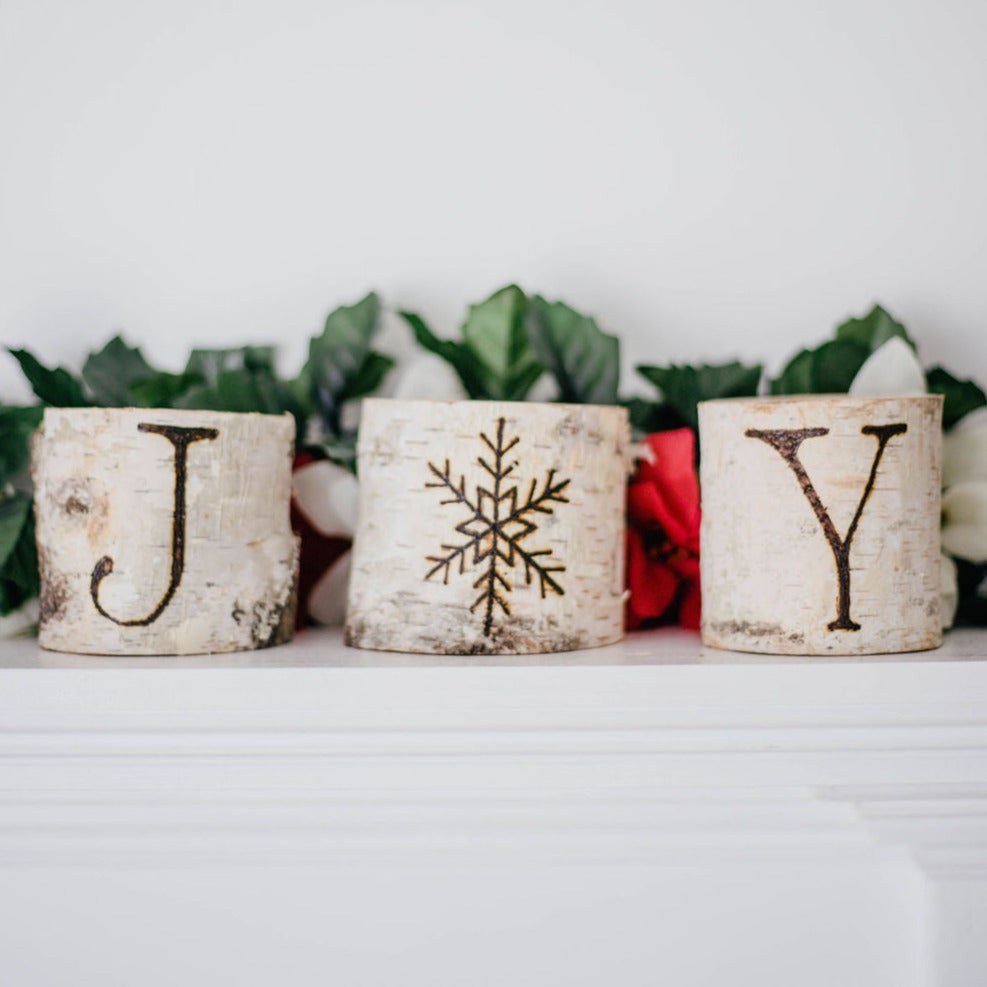 Joy Rustic Birch Holiday Candle Set