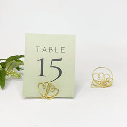Double Heart Wire Table Number Holders-Set of 5