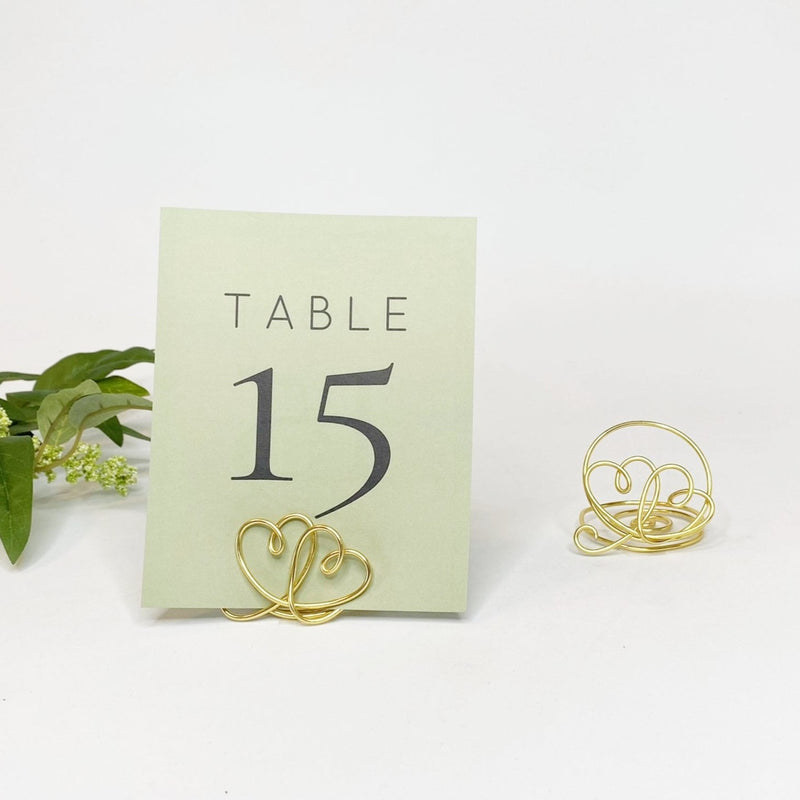 Double Heart Wire Table Number Holders-Set of 5