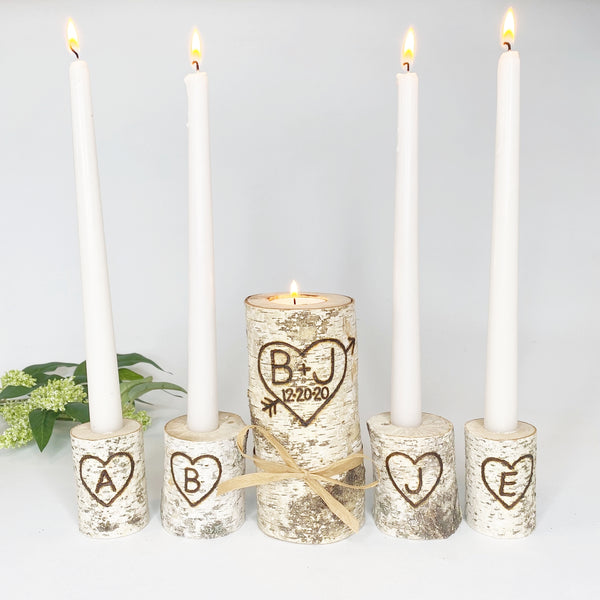 Birch Wood Family Unity Candle Set