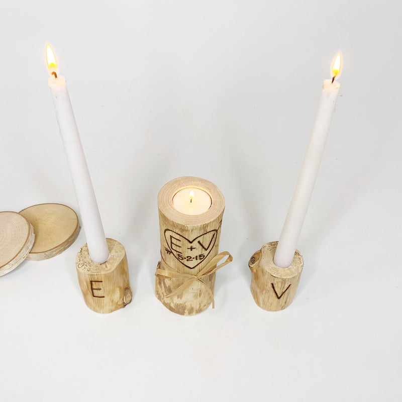 Personalized Wood Unity Candle Set