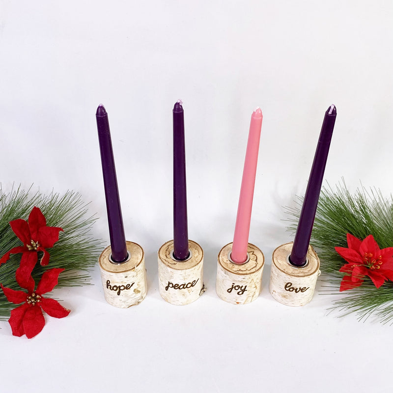 4 Candle Gifts of Christmas Birch Advent Wreath Set