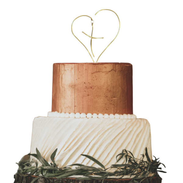 Heart and Cross Wire Wedding Cake Topper